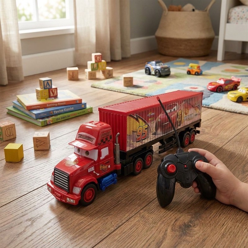 ماشین بازی کنترلی ناب سل مدل تریلی کانتینر مک کویین شارژی کد McQueen s car container truck naab00222