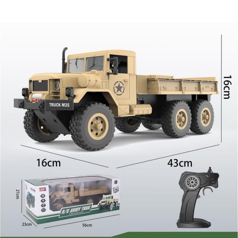 ماشین بازی کنترلی ناب سل مدل کامیون ارتشی شارژی فنری چراغدار MZ کد REMOTE CONTROL MZ R C ARMY TRUCK 2.4 GHZ SCALE 1 1...