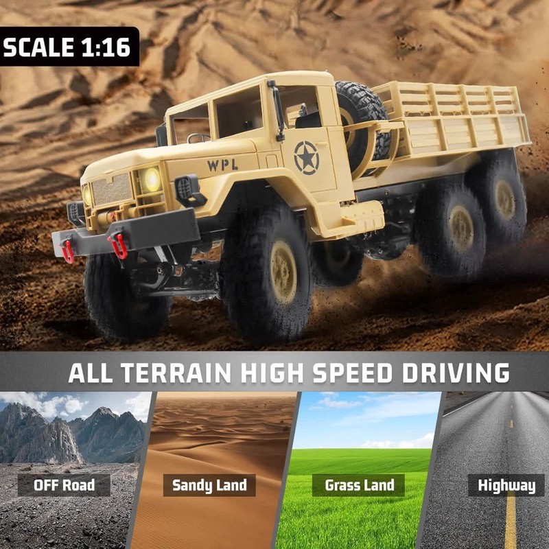 ماشین بازی کنترلی ناب سل مدل کامیون ارتشی شارژی فنری چراغدار MZ کد REMOTE CONTROL MZ R C ARMY TRUCK 2.4 GHZ SCALE 1 1...