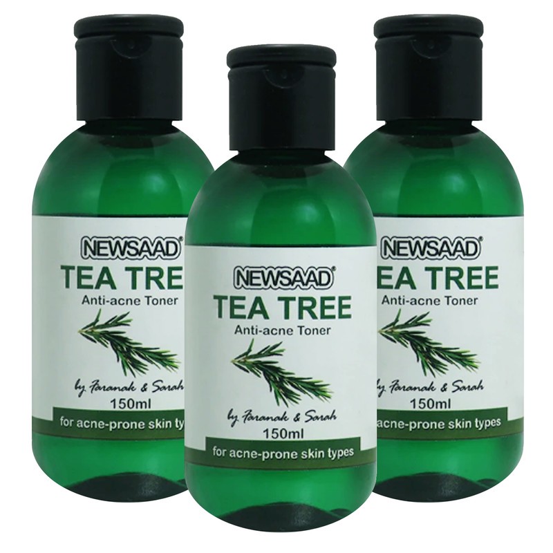 تونر پاک کننده صورت نیوساد مدل Tee Tree مناسب برای پوست آکنه ای حجم 150 میلی لیتر بسته 3 عددی