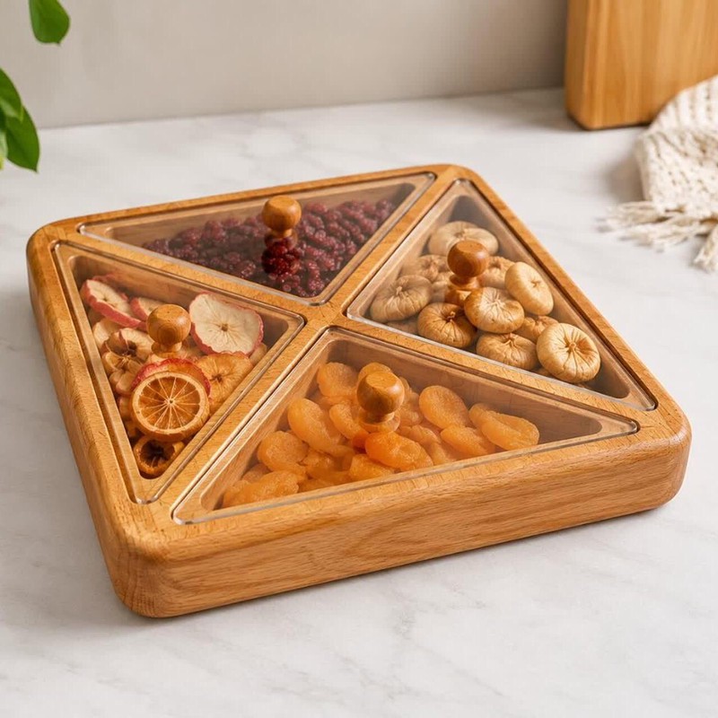 اردوخوری نیوهوم مدل مربع 4 خانه چوبی کد 1009