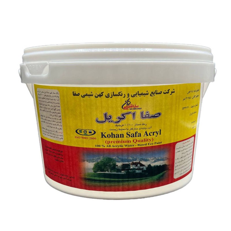 رنگ اکریلیک نیم براق سفید صفاشیمی صفاآکریل کد A650 وزن 4 کیلوگرم