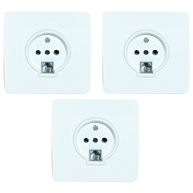 پریز تلفن صنایع آسیا الکتریک مدل SFD-WHT بسته 3 عددی