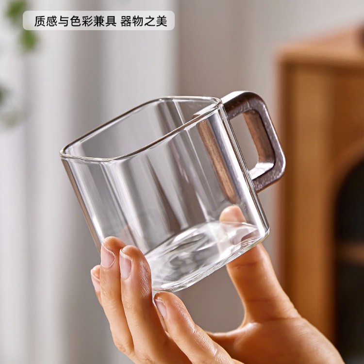 شات قهوه پیرکس دسته چوبی 6 سانتی کد 1103