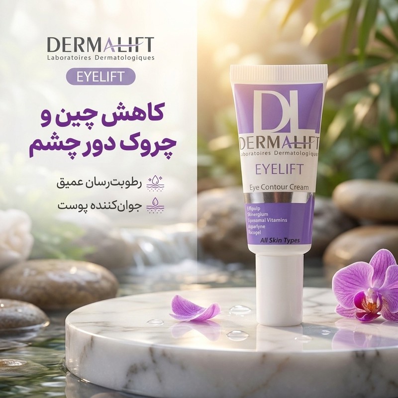 کرم رطوبت رسان دور چشم درمالیفت مدل Eyelift Eye Contour مناسب انواع پوست حجم 20 میلی لیتر