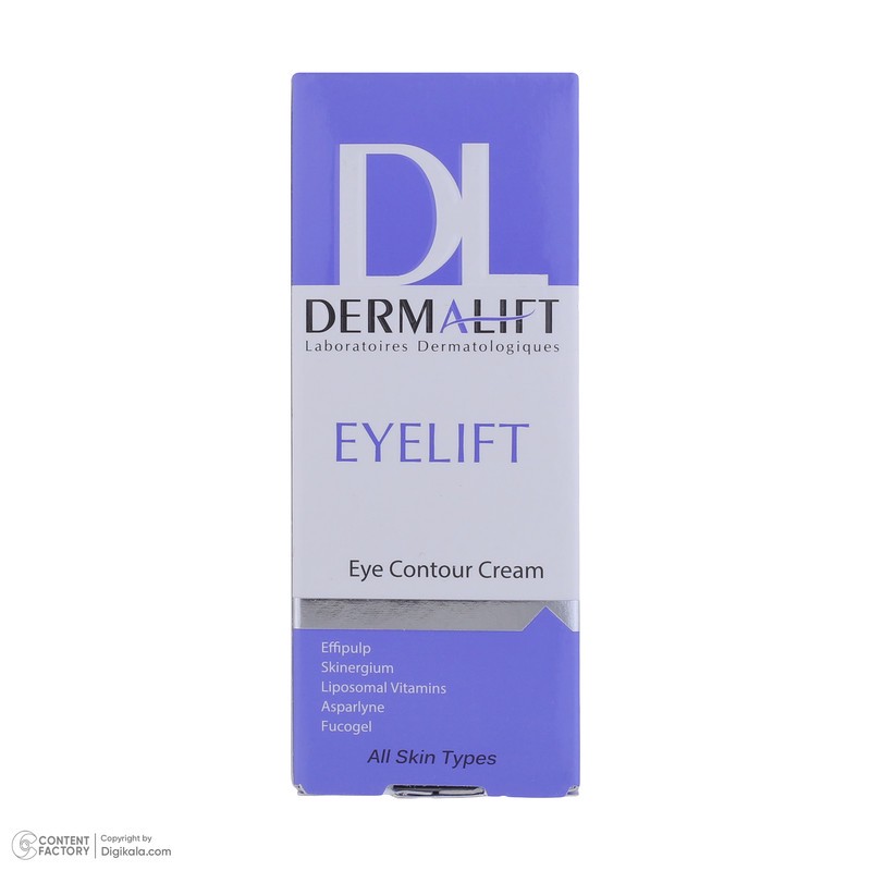 کرم رطوبت رسان دور چشم درمالیفت مدل Eyelift Eye Contour مناسب انواع پوست حجم 20 میلی لیتر