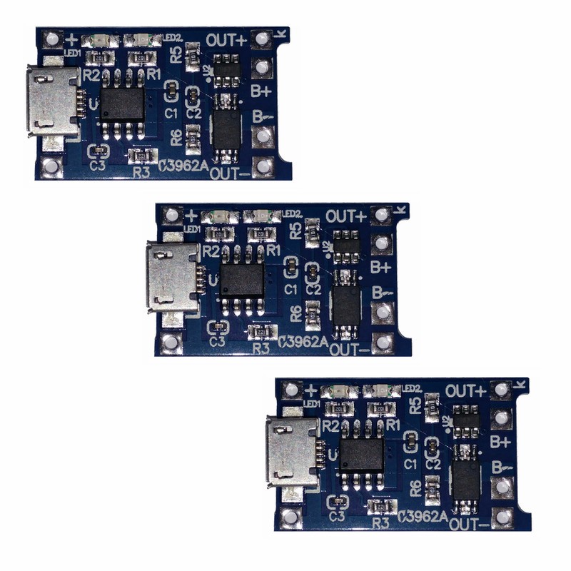 ماژول شارژر باتری مدل TP- 4056 Micro USB بسته 3 عددی