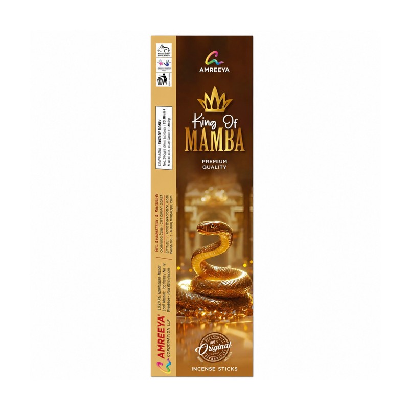 عود دست ساز آمریا مدل کینگ آف مامبا رایحه ساده بسته 30 عددی