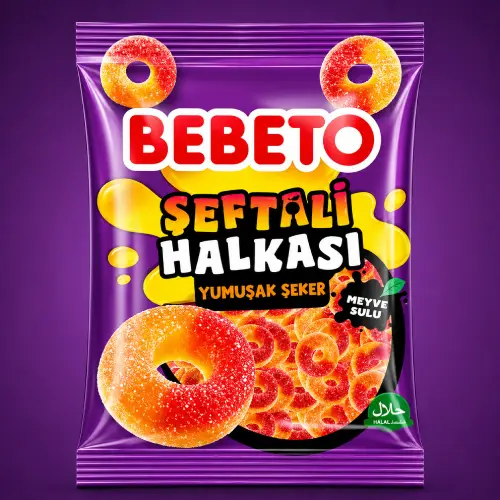 پاستیل 80 گرمی BEBETO هلو حلقه ای