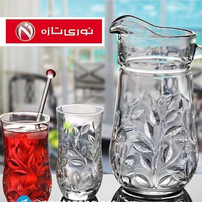 پارچ و لیوان طرح نارسیس بلور نوری تازه