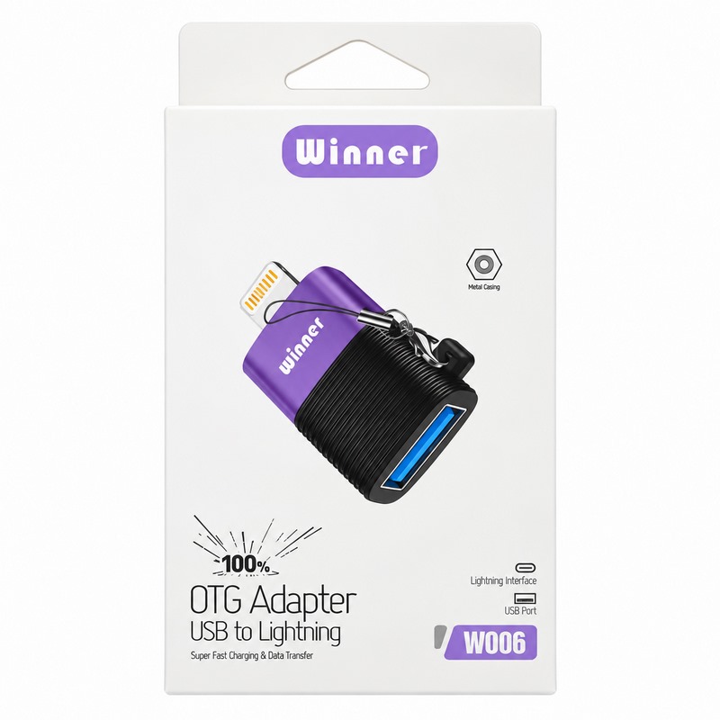مبدل USB به لایتنینگ وینر WOO6 با بند نگهدارنده کد 140680