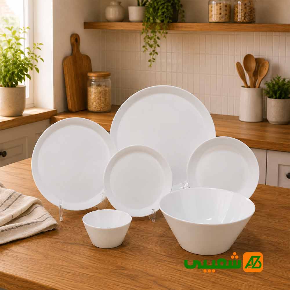 سرویس غذاخوری گلدن اپال 6 نفره 26 پارچه استراکچر سفید