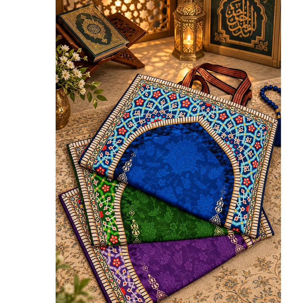 ست جانماز مخمل قابل حمل به همراه سجاده و کیف تاشو