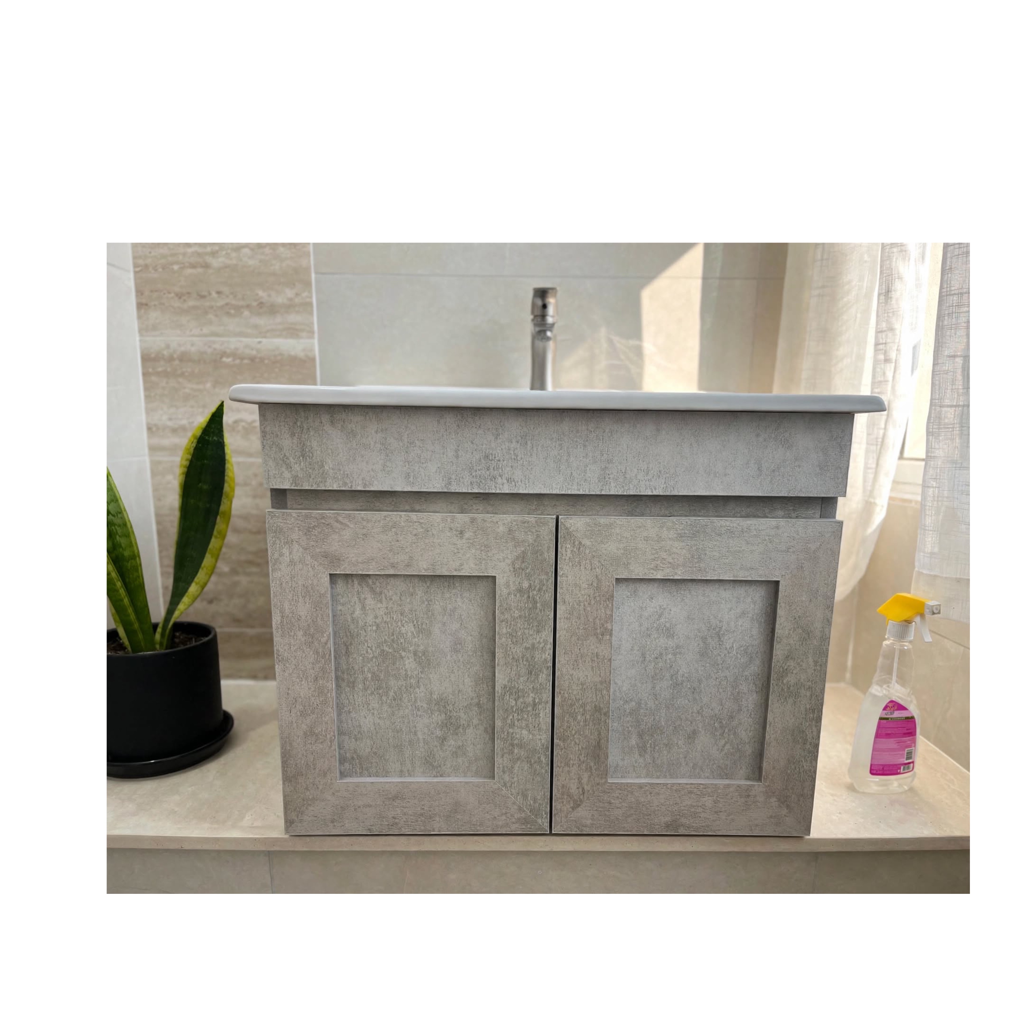 روشویی کابینتی ضد آی رنگ طوسی 60 سانت درجه یک