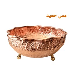 کاسه مسی انار خوری (پیاله)سه پایه نانو شده طرح برجسته 