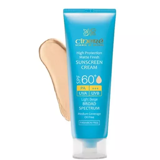 ضد آفتاب رنگی بژ روشن SPF60 مات کننده پوست چرب سینره انقضا 1405