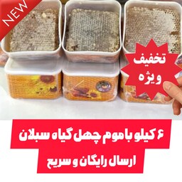 عسل مومدار چهل گیاه سبلان 6 کیلویی تخفیف ویژه ارسال رایگان