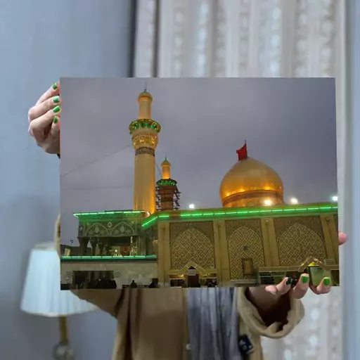 تابلو شاسی A3 محرمی عاشورا بین الحرمین حرم امام حسین سایز 30 در 40 تابلو مذهبی تابلو گنبد امام حسین