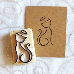 مهردستساز گربه تزئینی پیشی مینیمال مناسب زیبا کردن بسته چاپ تگ کارت ساخت گیفت مهرکیوت مهر فانتزی