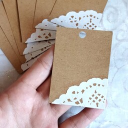 تگ کارت کرافت گیپوری20عددی تزئینی مناسب زیباکردن بسته پاکت چاپ ساخت گیفت تزئینی گیفت کارت تگ آویز تگ خام