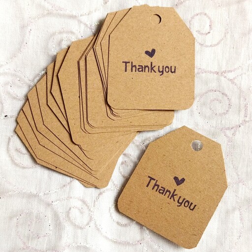 تگ تشکر کرافت 20 عددی مناسب زیبا کردن بسته پاکت گیفت کارت تشکر از مشتری 