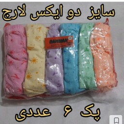 شورت زنانه نخی پک 6 عددی سایز 2ایکس لارج مناسب سایز 40 تا 46 فری سایز نخ پنبه لیفه ای اعلا طرح گل ریز