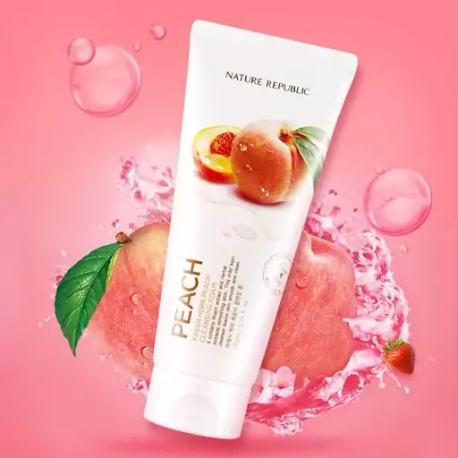 فوم شوینده صورت نیچر ریپابلیک مدل هلو حجم 170 میل NATURE REPUBLIC Fresh Herb Peach Cleansing Foam