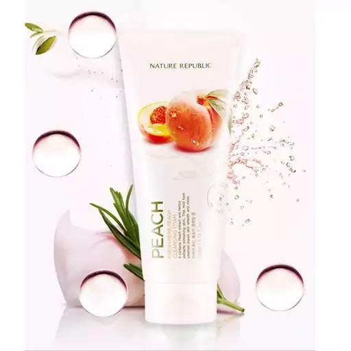 فوم شوینده صورت نیچر ریپابلیک مدل هلو حجم 170 میل NATURE REPUBLIC Fresh Herb Peach Cleansing Foam