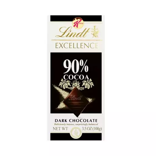 تابلت شکلات لینت با طعم شکلات تلخ 90 درصد (100 گرم) lindt

