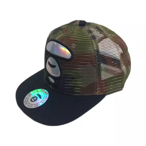 کلاه کپ مشکی سبز چریکی توری بیپ BAPE