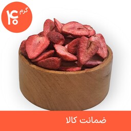 توت فرنگی خشک پفکی 40 گرمی ، میوه خشک انجمادی رولی پولی (فریز درایر freeze-dried)