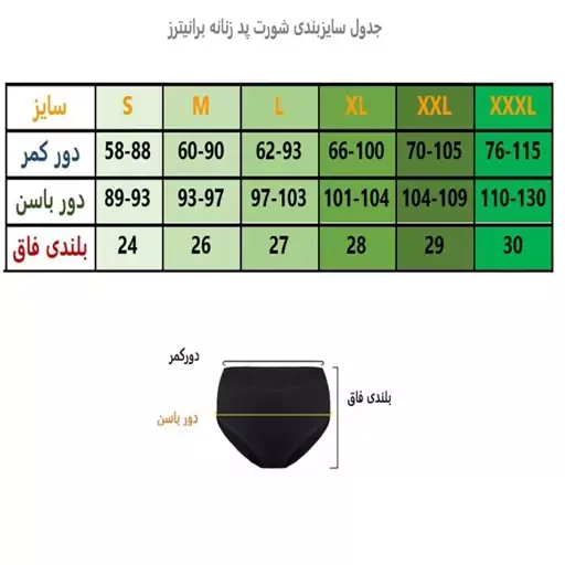 شورتکس زنانه دارای لایه جاذب برانیترز