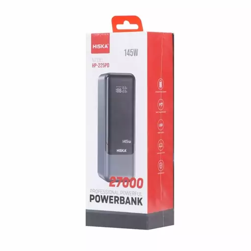 پاوربانک (PD و فست شارژ) Hiska 145W 27000mAh مدل HP-225PD - مشکی