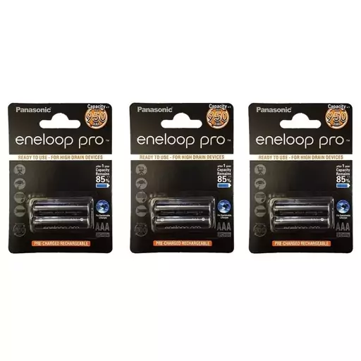 باتری نیم قلمی قابل شارژ پاناسونیک مدل eneloop pro 950mAh بسته 6 عددی