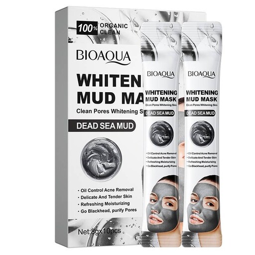 ماسک صورت بایوآکوا مدل Whitening Mud تعداد 10 ساشه 8 میلی لیتری