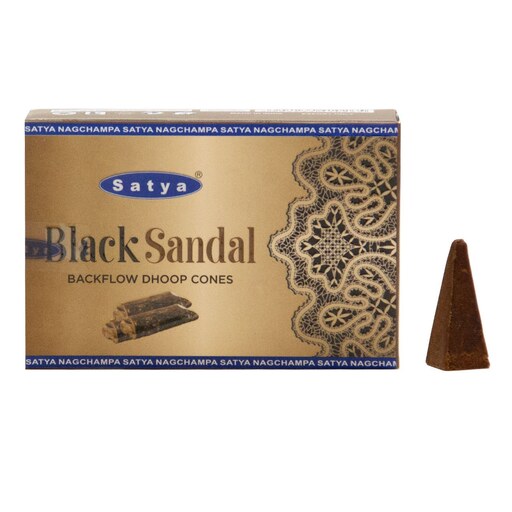 عود آبشاری دست ساز هندی ساتیا مدل بلک صندل ( صندل سیاه ) Satya-Black Sandal بسته 10 عددی