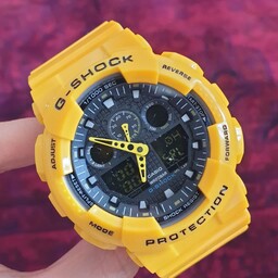 ساعت مچی مردانه و پسرانه کاسیو جی شاک سایز مردانه و پسرانه زرد رنگ Casio G-Shock 