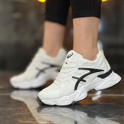 کفش کتونی اسپرت ورزشی آسیکس (Asics) زنانه و دخترانه رنگ سفید مشکی