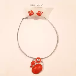 سرویس نیم ست  گردنبند و گوشواره نگین قرمز کد 3001 اسکارلت بیژوکس scarlet bijoux آلمان 