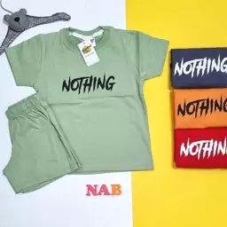 تیشرت و شلوارک سایز 40 و 45 و 50 و 55 پسرانه طرح nothing برند کندو