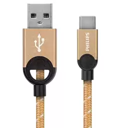 کابل تبدیل USB به USB-C طلایی فیلیپس مدل DLC2628G