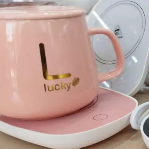 ماگ هیتردار Lucky برقی درب دار قاشق دار صفحه گرم کن وارداتی