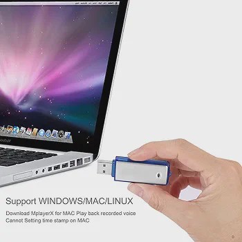 ضبط کننده صدای قابل حمل 8 گیگابایتی فلش مموری USB ضبط با فعال سازی صدا حذف نویز تا 12 ساعت ضبط