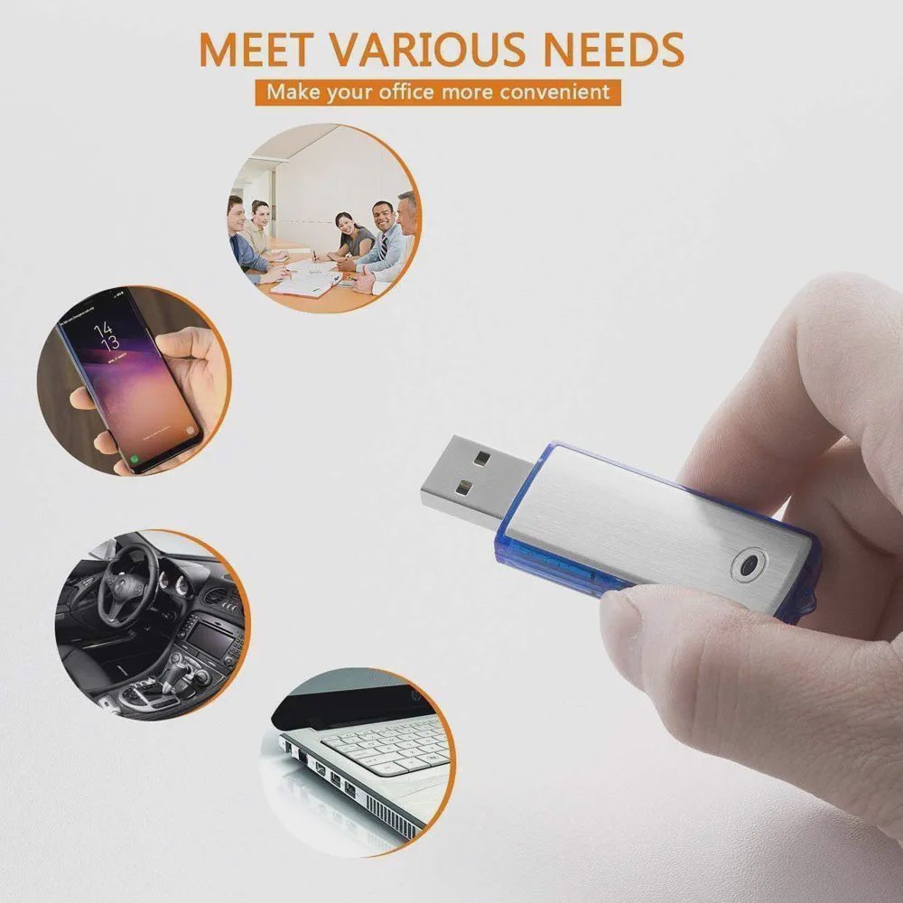 ضبط کننده صدای قابل حمل 8 گیگابایتی فلش مموری USB ضبط با فعال سازی صدا حذف نویز تا 12 ساعت ضبط