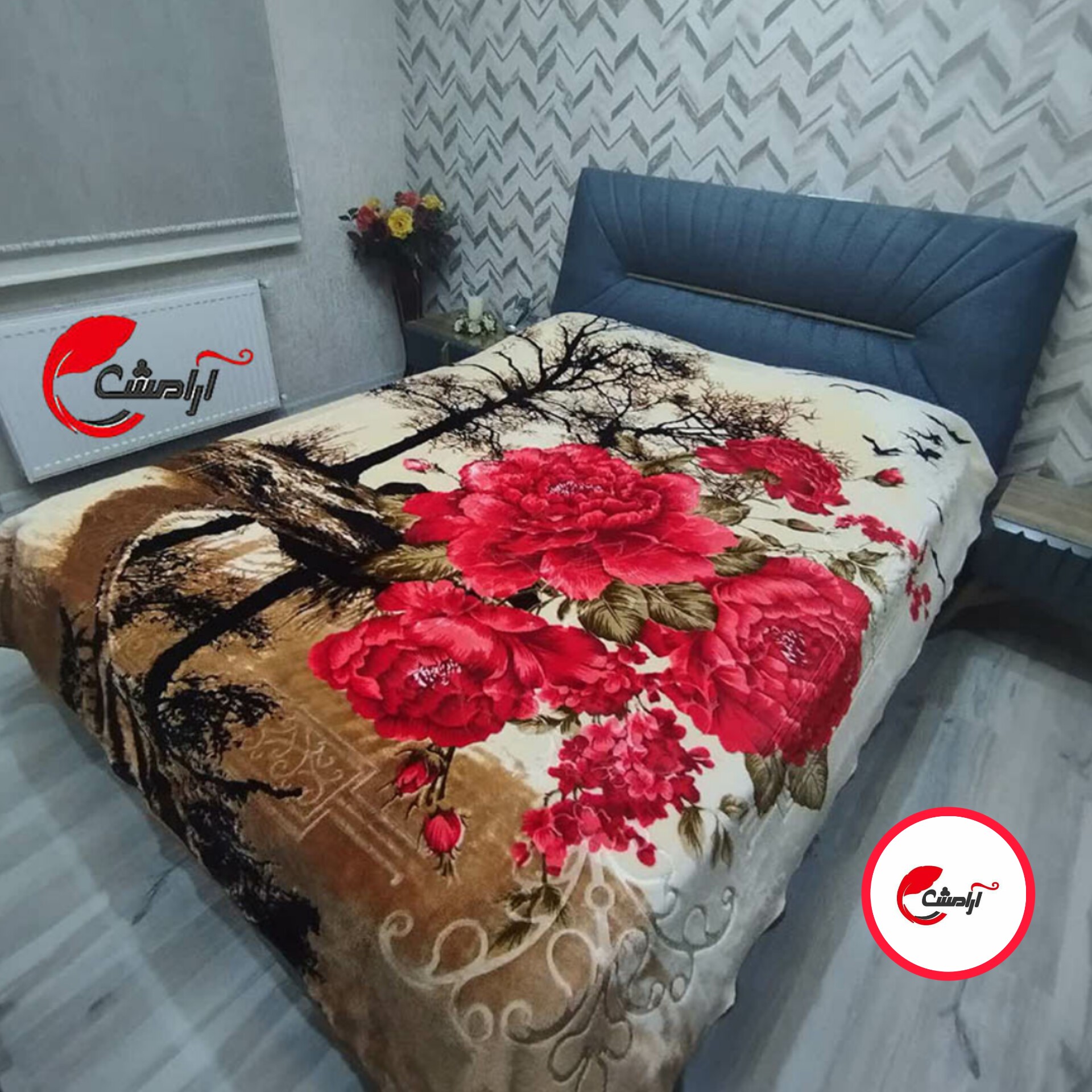 پتو ضخیم شادیلون طرح درختی دو نفره پر تراکم