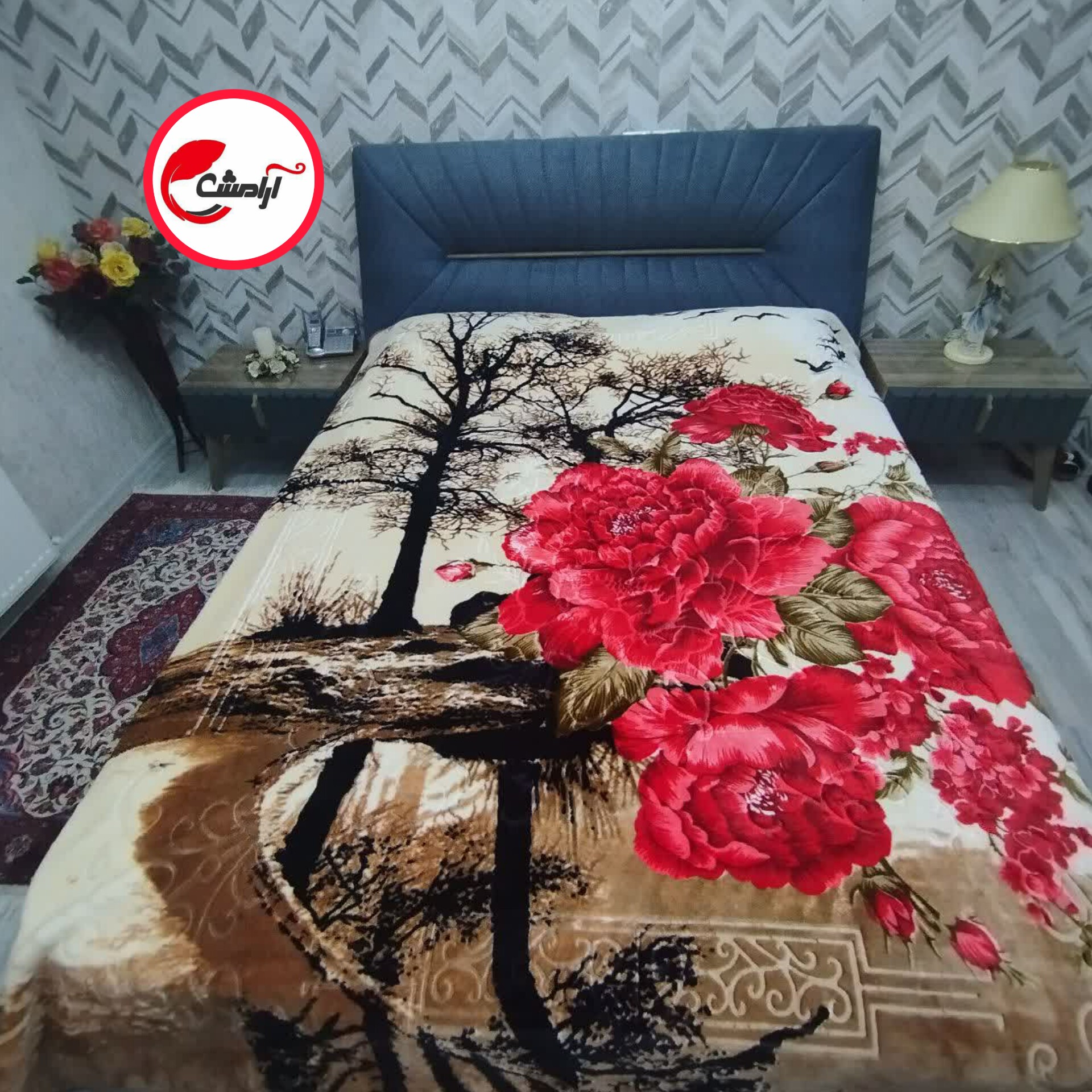 پتو ضخیم شادیلون طرح درختی دو نفره پر تراکم