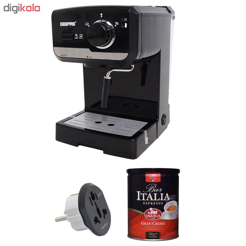اسپرسوساز 1500 میلی لیتری جی پاس مدل GCM-6108، با مصرف پودر قهوه، مناسب تهیه اسپرسو، کافه لاته و کاپوچینو، دارای 1 عد...