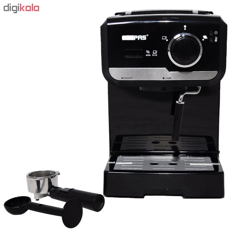 اسپرسوساز 1500 میلی لیتری جی پاس مدل GCM-6108، با مصرف پودر قهوه، مناسب تهیه اسپرسو، کافه لاته و کاپوچینو، دارای 1 عد...