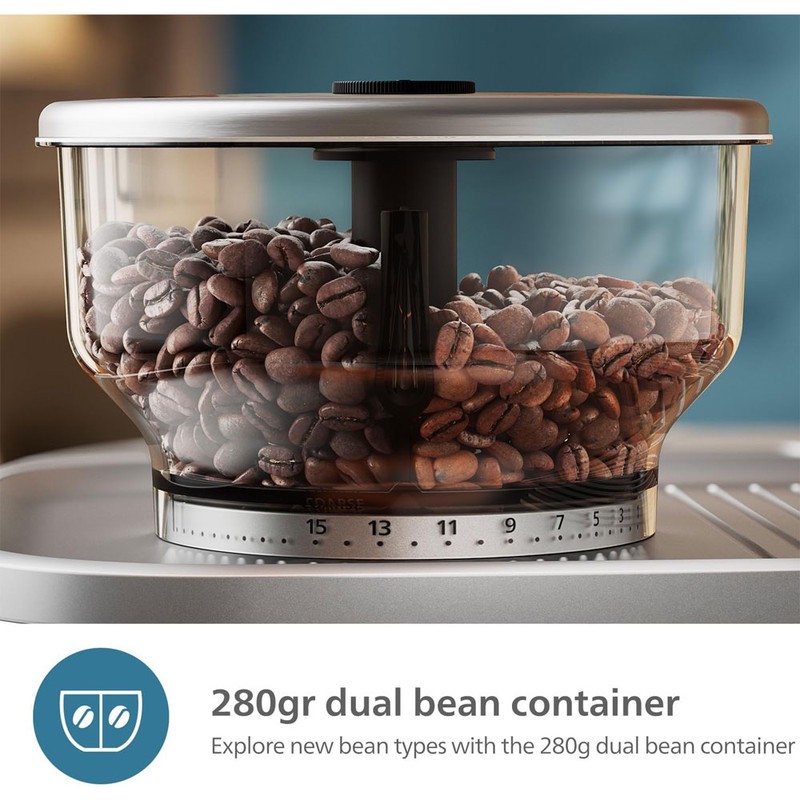 اسپرسوساز فیلیپس مدل PSA3228 41 با توان 1350 وات، 2 نازل قهوه، فوم ساز اتوماتیک، تمپر قهوه و بدنه فلزی ضد اثر انگشت