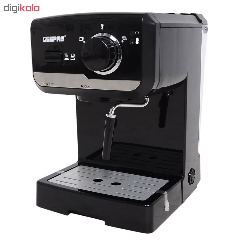 اسپرسوساز 1500 میلی لیتری جی پاس مدل GCM-6108، با مصرف پودر قهوه، مناسب تهیه اسپرسو، کافه لاته و کاپوچینو، دارای 1 عد...